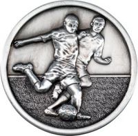 Antique Silver Footy Players Medallion - 2.75in