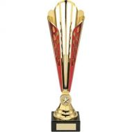 Tall Gold Red Plastic Award With Star Insert Trophy - 12.5in