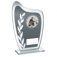 Grey Silver Glass Plaque With Angling Insert Trophy 6.5in