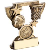 Bronze Gold Netball Mini Cup Trophy Award Trophy - (1in Centre) 3.75in