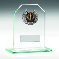 Jade Glass Plaque With Silver Trim Trophy - 4.5in