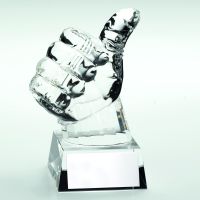 Clear Glass Thumbs-Up Trophy - 5.5in