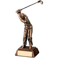Bronze Gold Resin Male Back Swing Golf Trophy - 8.25in