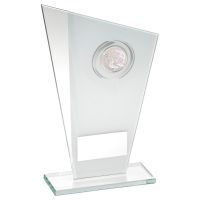 White Silver Printed Glass Plaque With Golf Insert Trophy Award - 8in