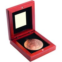 Rosewood Box And Bronze Golf Medal Trophy -3.75in