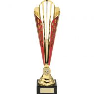 Gold Red Tall Plastic Trophy - (1in Centre) 12.5in