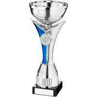 Silver Blue V Stem Trophy - (1in Centre) 8in