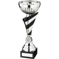 Silver Black Striped Stem Trophy - (1in Centre) 9.5in