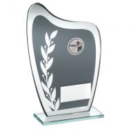 Grey Silver Glass Plaque With Shooting Insert Trophy 7.25in