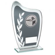 Grey Silver Glass Plaque With Shooting Insert Trophy 6.5in