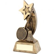 Bronze Gold Badminton Rackets Shuttlecock With Shooting Star Trophy - 5.75in