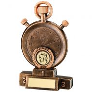 Bronze Gold Stopwatch On Podium Trophy - 7in