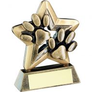 Bronze Gold Dog Paws Trophy Mini Star Trophy 3.75in