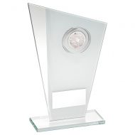 White Silver Printed Glass Plaque With Dog Insert Trophy Award - 8in
