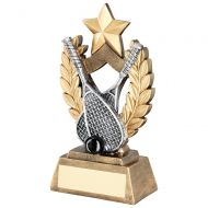 Bronze Gold Gold Pewter Black Squash Wreath Shield Trophy Award With Gold Star Trophy Award - 5.75in
