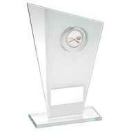 White Silver Printed Glass Plaque With Squash Insert Trophy Award - 6.5in
