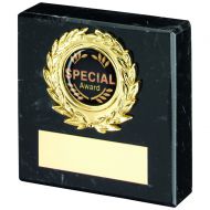 Black Marble And Gold Trim Trophy - 3in