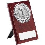 Rosewood Plaque And Silver Trim Trophy (2in Centre) - 6in