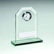 Jade Glass Clock Trophy - 6.25in