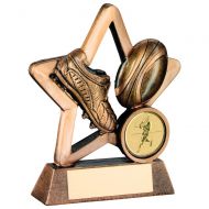 Bronze Gold Resin Rugby Mini Star Trophy - 4.25in