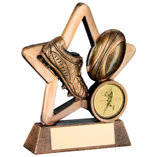 Bronze Gold Resin Rugby Mini Star Trophy - 3.75in
