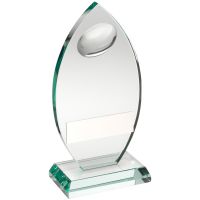 Jade Glass Plaque With Half Rugby Ball Trophy Award - 6.75in