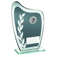 Grey Silver Glass Plaque With Rugby Insert Trophy 8in