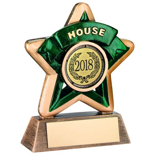 Bronze-Gold-Green House Mini Star Trophy - 3.75in (New 2014)