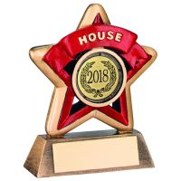 Bronze-Gold-Red House Mini Star Trophy - 3.75in (New 2014)