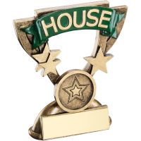 Bronze Gold School House Mini Cup Trophy Award Trophy - Green (1in Centre) 3.75in