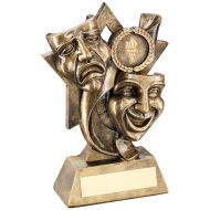 Bronze Gold Drama Masks On Star Backdrop Trophy - (1in Centre) 5.75in