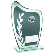 Grey Silver Glass Plaque With Lawn Bowls Insert Trophy 7.25in