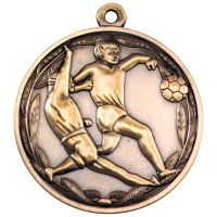 Antique Gold Double Footballer Medal - 2in