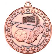 Bronze Football Tri-Star Medal - 2in