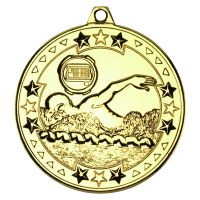 Gold Swimming Tri-Star Medal - 2in