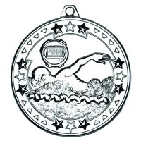 Silver Swimming Tri-Star Medal - 2in