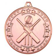 Bronze Cricket Tri-Star Medal - 2in