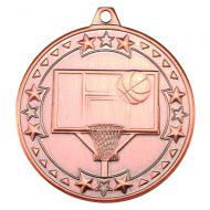 Bronze Basketball Tri-Star Medal - 2in