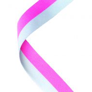 Medal Ribbon - Pink White 30 X 0.875in