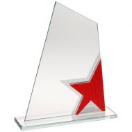 Jade Glass Plaque With Red Silver Star Detail - 6.5in