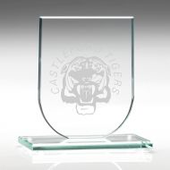 Jade Glass Shield Trophy Award Plaque (6mm Thick) - 5.25in