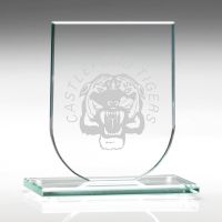 Jade Glass Shield Trophy Award Plaque (6mm Thick) - 4.25in