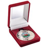 Red Velvet Box Medal Wales Trophy Silver 3.5in