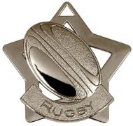 Mini Star Rugby Medal Silver 60mm