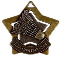 Mini Star Badminton Medal Bronze 60mm