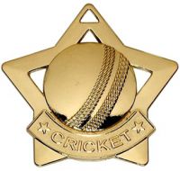 Mini Star Cricket Medal Gold 60mm