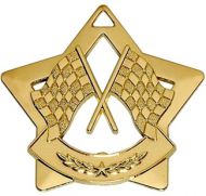 Mini Star Crossed Flags Medal Gold 60mm
