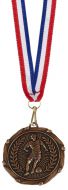 Combo45 Footballer Medal and Ribbon Bronze Free Red White And Blue Ribbon 45mm