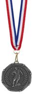 Combo45 Footballer Medal and Ribbon Silver Free Red White And Blue Ribbon 45mm