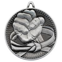 Martial Arts Deluxe Medal Antique Silver 2.35in - New 2019